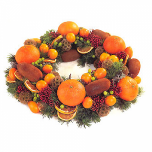 couronne de noël nature orange et festif à nancy